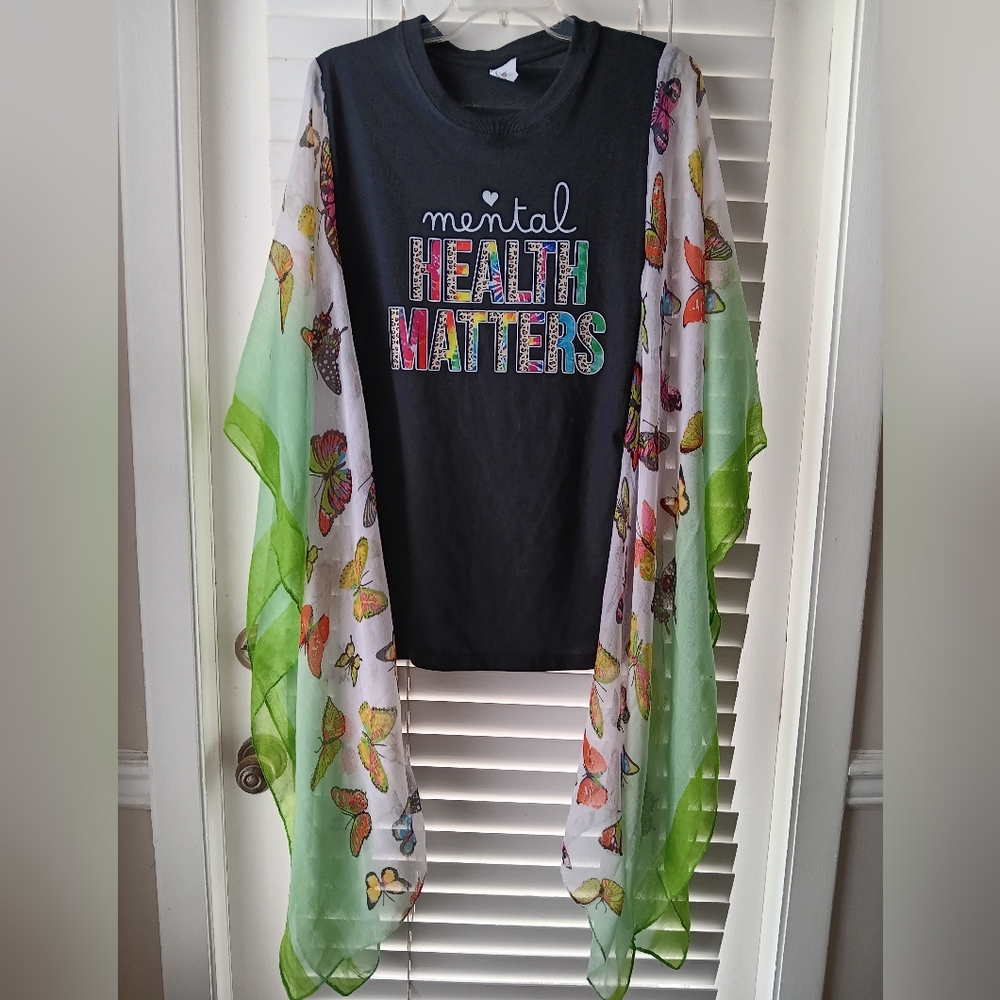 Upcycled Mental Health Matters T-Shirt Poncho